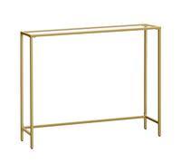 VASAGLE LGT132A01 Table de Console, Table d'entrée, extrémité du canapé, Plateau en Verre trempé, Cadre en métal, Pieds réglables, pour Salon, entrée, Couloir, doré pâle et Transparent