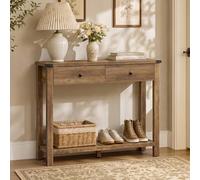 VASAGLE LIRY Collection - Table Console, Table d'Entrée avec 2 Tiroirs et Étagère de Rangement, pour Entrée, Salon, Style Campagnard, Marron Miel LNT141K101