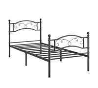 VASAGLE Lit adulte de 90 x 190 cm en métal, structure de lit 1 place, Charge max. 130 kg, Noir