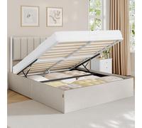 VASAGLE Lit Coffre 160 x 200 cm, Sommier Relevable, avec Rangement