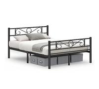 VASAGLE Lit Double, en Métal, pour Matelas de 140 x 190 cm, Montage Facile | Lit 2 Personnes, pour Petits Espaces, Chambre d’Amis, Chambre Ado, Noir mat, Collection Vivian RMB063B01