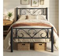 VASAGLE Lit Simple, Lit 1 Personnes, en Métal, Convient pour Matelas de 90 x 190 cm, Montage Facile, pour Petits Espaces, Chambre d’Amis, Chambre Ado, Noir d'encre RMB061B01