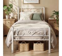 VASAGLE Lit Simple, en Métal, pour Matelas de 90 x 190 cm, Montage Facile | Lit 1 Personnes, pour Petits Espaces, Chambre d’Amis, Chambre Ado, Blanc mat, Collection VIVIAN RMB061W01