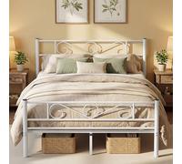 VASAGLE Lit Simple, en Métal, pour Matelas de 90 x 190 cm, Montage Facile | Lit 1 Personnes, pour Petits Espaces, Chambre d’Amis, Chambre Ado, Blanc mat, Collection Vivian RMB065W01