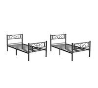 VASAGLE Lit Simple, Lot de 2, Cadre de Lit en Métal, pour Matelas de 90 x 190 cm, pour Adultes, Enfants, Pas Besoin de Sommier, Assemblage Simple, pour Petits Espaces, Noir RMB782B01