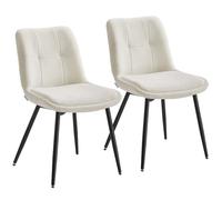 VASAGLE Lot de 2 Chaises Salle à Manger, Chaise de Cuisine Rembourrée, Chenille, Jusqu’à 120 kg, Double Coussin, Pieds en Métal, Moderne, pour Salle à Manger, Cuisine, Blanc Crème KDC151W01