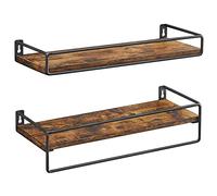 VASAGLE Lot de 2 Étagères Murales avec Tringle, Tablettes Suspendues
