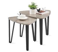 VASAGLE Lot de 2 Tables Basses gigognes pour Salon, Chambre à Coucher, Petites Tables d'appoint industrielles empilables avec Cadre en métal pour canapé, Gris chiné et Noir ULET013B02