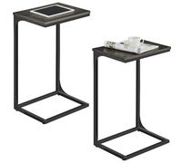 VASAGLE Lot de 2 tables bout de canapé en forme de C, table d'appoint pour canapé, table de canapé avec cadre en métal, petit plateau TV pour salon, chambre à coucher, finition chêne ébène et noir