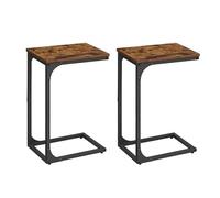 VASAGLE Lot de 2 tables d'appoint en forme de C - Table de chevet - Table basse avec cadre en métal - Style industriel - Pour salon, chambre à coucher - Marron rustique et noir LET354B01