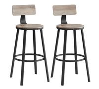 VASAGLE Lot de 2 Tabourets de bar, avec Dossier, Siège de Cuisine, Siège 73,5 cm de Haut, Style Industriel, Grège et Noir
