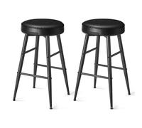 VASAGLE EKHO Collection - Tabouret de Bar, Lot de 2, Chaise de Cuisine, Haut, en PU avec Coutures, Style Moderne Mi-siècle, Hauteur Assise 63 cm, Cuisine, Bar, Montage Facile, Noir d'encre LBC080B01