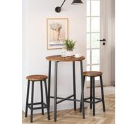 VASAGLE Lot de 2 tabourets de Bar Hauts tabourets de Cuisine, Cadre en Acier Robuste, Longueur 65 cm, Montage Facile, Style Industriel Grège et Noir