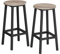 VASAGLE Lot de 2 tabourets de bar, tabouret haut de cuisine, structure robuste en acier, longueur 65 cm, montage facile, style industriel, gris et noir