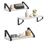VASAGLE Lot de 3 étagères murales flottantes à Fixation Murale, 2 Modes de Montage, 30/35/40 cm, pour Salon, Salle de Bain, Cuisine, Blanc Nuage et Noir Mat LWS033B14
