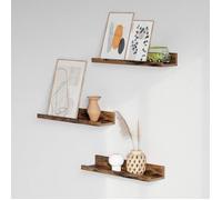 VASAGLE Lot de 3 Étagères murales, Longueur 38 cm, avec bords hauts, Marron Rustique LWS037X01