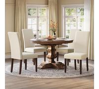 VASAGLE Lot de 4 Chaises de Salle à Manger, Chaises Cuisine, Dossier Haut, pour Cuisine, Assise Épaisse, 58 x 48 x 100 cm, Blanc Crème KDC158W01-2J