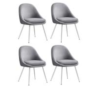 VASAGLE Lot de 4 Chaises Salle à Manger, Supportant Jusqu’à 120 kg, Coussin Rembourré 5,5 cm d’Épaisseur, Pieds Évasés, pour Bureau, Salon, Gris Tourterelle et Blanc Nuage KDC184G24