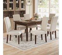 VASAGLE Lot de 6 Chaises de Salle à Manger, Chaises Cuisine, Dossier Haut, pour Cuisine, Assise Épaisse, 58 x 48 x 100 cm, Blanc Crème KDC158W01-3JV1