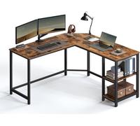 VASAGLE LWD72X Table d'ordinateur, bureau d'angle en L, bureau de jeu, station de travail avec 2 étagères pour le bureau à domicile, gain de place