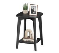 VASAGLE MAEZO Collection - Petite table d'appoint carrée à 2 niveaux, table de chevet avec pieds fuselés, transitions incurvées, pour petits espaces, salon, chambre à coucher, gris anthracite