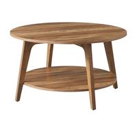 VASAGLE MAEZO Collection - Table Basse Ronde, Table de Salon à 2 Niveaux, pour Salon, 80 x 45 cm (Ø x H), Assemblage Facile, Marron Miel LCT243K41V1