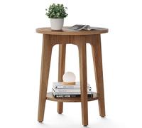 VASAGLE MAEZO Collection - Table d'appoint ronde à 2 niveaux, petite table de chevet avec pieds fuselés, transitions incurvées, pour petits espaces, salon, chambre à coucher, marron miel ULET283T41