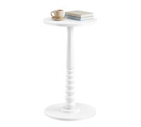 VASAGLE Mariel Collection - Table d’Appoint Ronde, Table à Boissons, Gueridon, pour Petits Espaces, Pied en Bois Massif, Style Mid-Century Modern, pour Salon, Chambre, Blanc Nuage LET293WB02