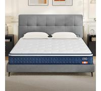 VASAGLE Matelas Double 180 x 200 x 20 cm, Matelas Hybride à Ressorts Ensachés, Mousse à Mémoire de Forme Gel, Soutien Mi-Ferme sur 7 Zones, Bords Renforcés, Housse Respirante, Bleu RMZ218QZ02