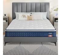 VASAGLE Matelas Simple 90 x 190 x 20 cm, Matelas Hybride à Ressorts Ensachés, Mousse à Mémoire de Forme Gel, Soutien Mi-Ferme sur 7 Zones, Bords Renforcés, Housse Respirante, Bleu RMZ211QZ02