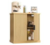 VASAGLE MAXE Collection - Buffet, Console, Meuble de Rangement avec Étagères Réglables, Portes Cannelées, Style Transitionnel, pour Cuisine, Salle à Manger, Beige Chêne BBK344Y01