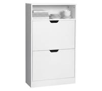 VASAGLE Meuble à Chaussures 2 Portes, 8 à 12 Paires, pour Entrée | Compartiment Ouvert, Séparateur Réglable, Blanc nuage, Collection CUSTOS LBC040W01