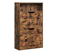 VASAGLE Meuble à Chaussures 2 Portes Battantes, Étagère à Chaussures, Compartiment Ouvert, Séparateur Réglable, 8 à 12 Paires, pour Petite Entrée, 24 x 60 x 102 cm, Marron Rustique LBC040X01