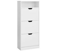 VASAGLE Meuble à Chaussures 3 Portes Battantes, Étagère à Chaussures, Compartiment Ouvert, Séparateur Réglable, 14 à 18 Paires, pour Petite Entrée, 24 x 60 x 139 cm, Blanc Nuage LBC046W01