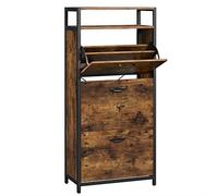 VASAGLE Meuble à Chaussures Fin, à 3 Abattants | Porte-chaussures, Anti-poussière, 60 x 30 x 130 cm, pour Entrée, Marron Rustique, Collection BARNET LBS101B01
