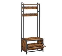 VASAGLE Meuble d’Entrée avec Banc, 7 Crochets et Étagère, Porte-Manteaux, Vestiaire, pour Couloir, Chambre, Style Industriel, Marron Rustique et Noir HSR425B01