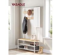 VASAGLE Meuble d’Entrée, Porte-Manteaux, Vestiaire, 35 x 98 x 180 cm, Couleur Chêne et Blanc