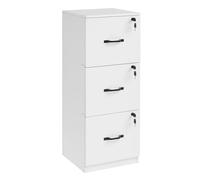 VASAGLE Meuble de Bureau, Meuble de Rangement, Support pour Imprimante, avec 3 Tiroirs Verrouillables, Tringles Réglables, Compatible avec Formats A4, Blanc Nuage OFC055W14