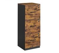 VASAGLE Meuble de Bureau, Meuble de Rangement, Support pour Imprimante, avec 3 Tiroirs Verrouillables, Tringles Réglables, Compatible avec Formats A4, Marron Rustique et Noir OFC055B01