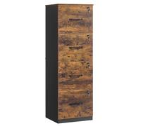 VASAGLE Meuble de Bureau, Meuble de Rangement, Support pour Imprimante, avec 4 Tiroirs Verrouillables, Tringles Réglables, Compatible avec Formats A4, Marron Rustique et Noir d'encre OFC082K02