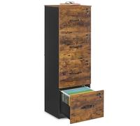 VASAGLE Meuble de Bureau, Meuble de Rangement, Support pour Imprimante, avec 4 Tiroirs Verrouillables, Tringles Réglables, Compatible avec Formats A4, Marron Rustique et Noir d'encre OFC082K02