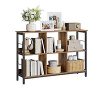 VASAGLE Meuble de Rangement, 2 Niveaux, 6 Cubes, 120 x 33 x 80 cm | Étagère, Bibliothèque, Style Moderne basique, Marron Rustique et Noir Mat, Collection BARNET LLS104B01