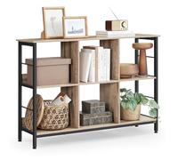 VASAGLE Meuble de Rangement 2 Niveaux, Étagère Rangement, Bibliothèque Style Industriel, 6 Cubes, pour Salon, Bureau, Entrée, Cuisine, 33 x 120 x 80 cm, Marron Camel et Noir d'encre LLS104B50