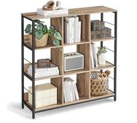 VASAGLE Meuble de Rangement, 3 Niveaux, 9 Cubes, 100 x 30 x 103,1 cm | Étagère, Bibliothèque, Style Moderne basique, Marron Camel et Noir Mat, Collection BARNET LLS112B50