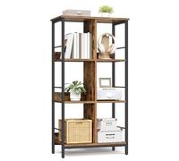 VASAGLE Meuble de Rangement 3 Niveaux, Étagère Rangement, Bibliothèque Style Industriel, 6 Cubes, pour Salon, Bureau, Entrée, Cuisine, 30 x 60 x 114 cm, Marron Rustique et Noir d'encre LLS178KD01