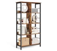 VASAGLE Meuble de Rangement, 4 Niveaux, 8 Cubes, 80 x 33 x 149 cm | Étagère, Bibliothèque, Style Moderne basique, Marron Rustique et Noir Mat, Collection BARNET LLS105B01