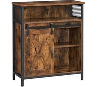 VASAGLE Meuble de rangement avec porte, 70 x 30 x 80 cm, Style industriel, Compartiment ouvert, Marron Rustique