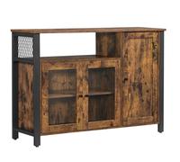 VASAGLE Meuble de Rangement, Buffet, Armoire de Cuisine, Placard, avec 3 Portes, 33 x 110 x 75 cm, Marron Rustique et Noir