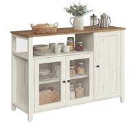 VASAGLE Meuble de Rangement, Buffet, Armoire de Cuisine, Placard, avec 3 Portes, pour Salon, Cuisine, Salle à Manger, 33 x 110 x 75 cm, Style Rustique, Marron Miel et Blanc Rustique LSC096WJ02