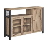 VASAGLE Meuble de Rangement Buffet avec 3 Portes, 33 x 110 x 75 cm, Style Industriel, Marron Chameau et Noir Encre